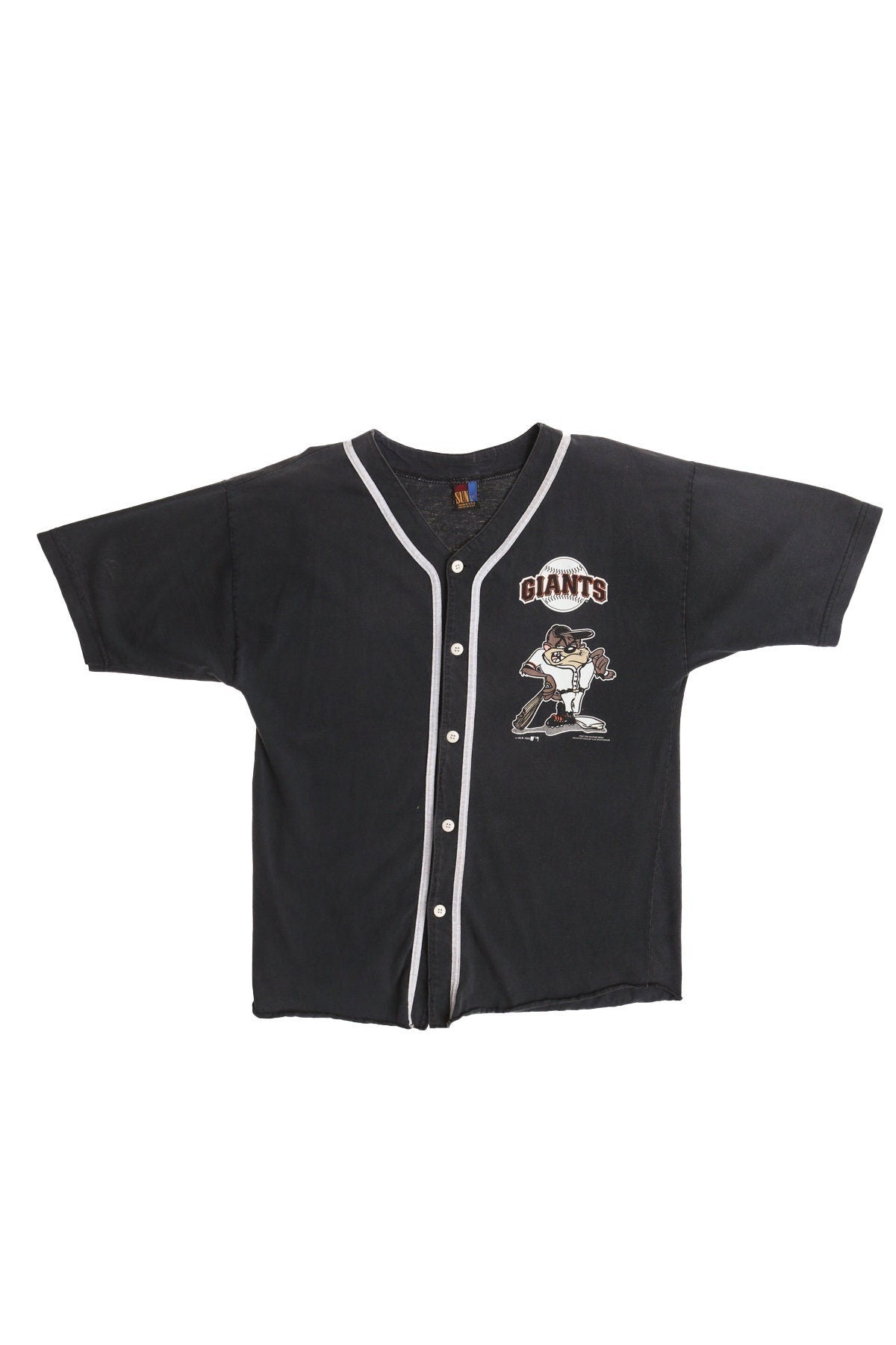Looney tunes black baseball jersey san francisco giants taz devil 90's warner bros 1995