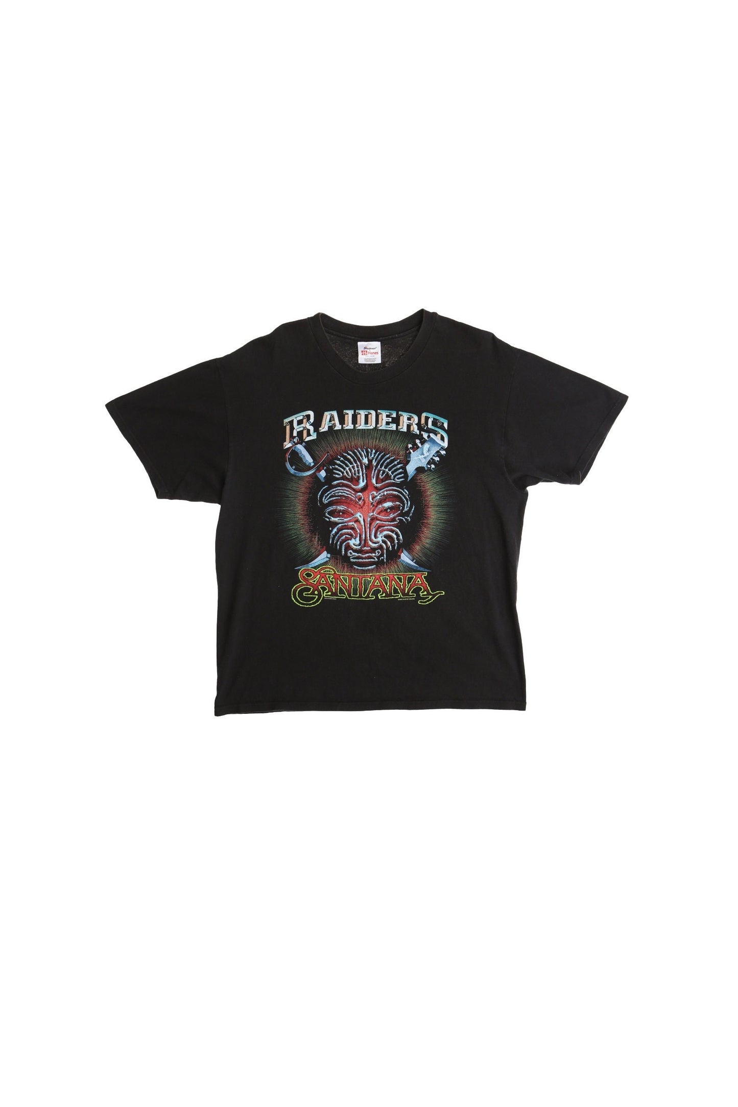 Vintage santana raiders nfl black music concert shirt 2000 y2k