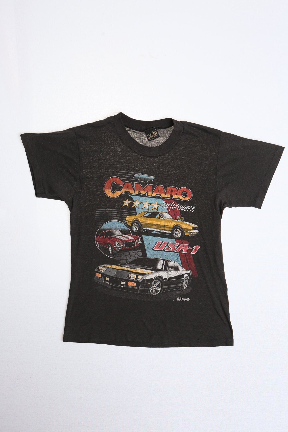 Vintage camaro shirt usa-1 cars black graphic t-shirt m auto graphix