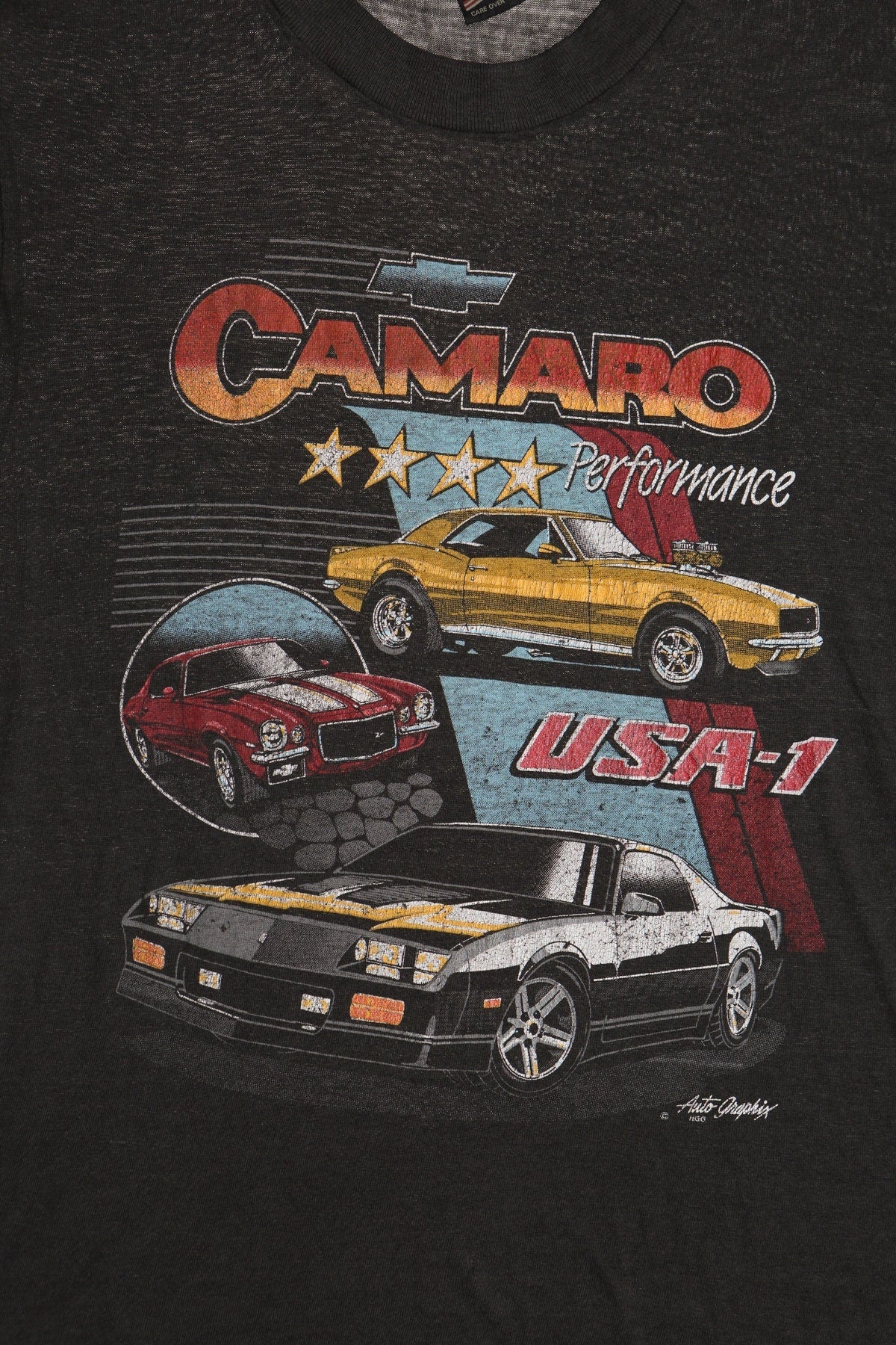 Vintage camaro shirt usa-1 cars black graphic t-shirt m auto graphix