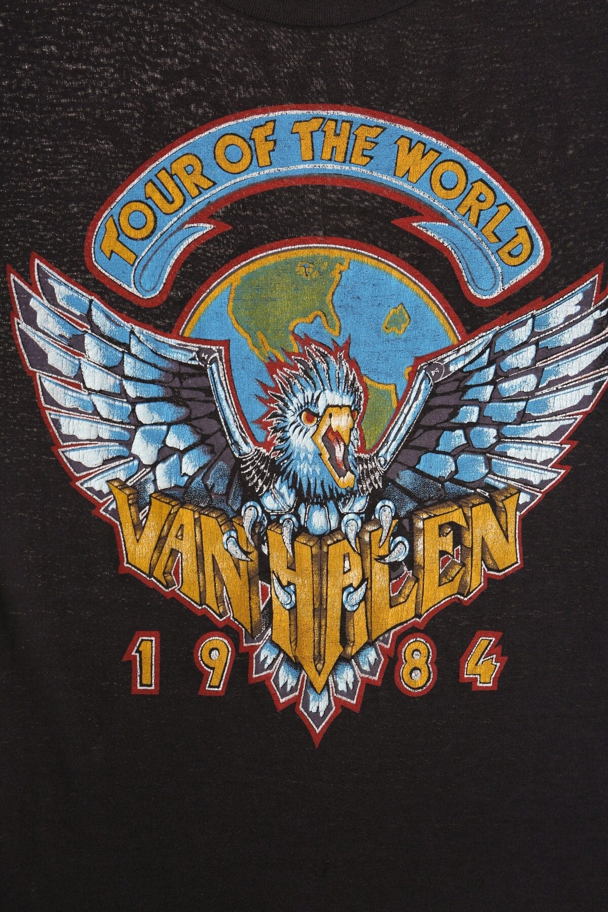 Van halen 1984 tour of the world shirt black concert tour 80's