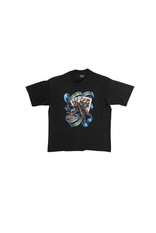 Vintage harley davidson shirt black biker 90's xl dealer poker cards