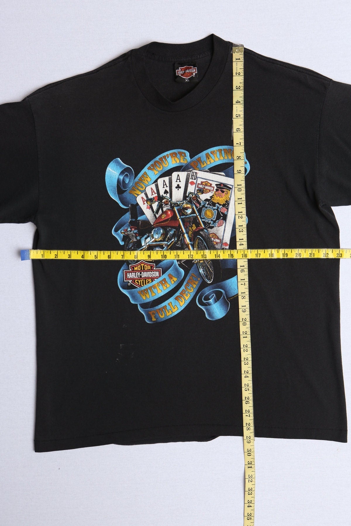 Vintage harley davidson shirt black biker 90's xl dealer poker cards