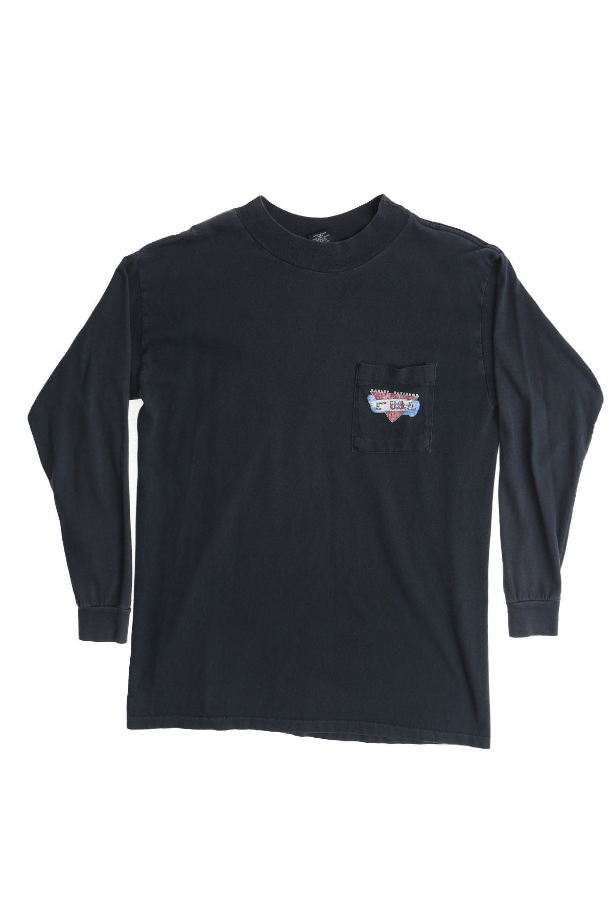 Vintage long sleeve harley davidson shirt black city heat biker made in usa motorcycle pocket l