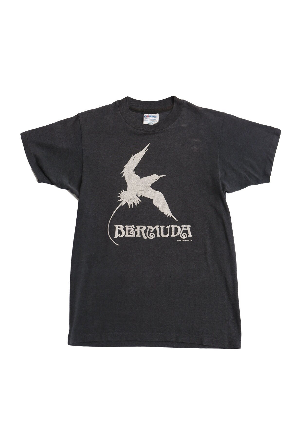 Vintage bermuda graphic t-shirt black shirt 70's bird animal print