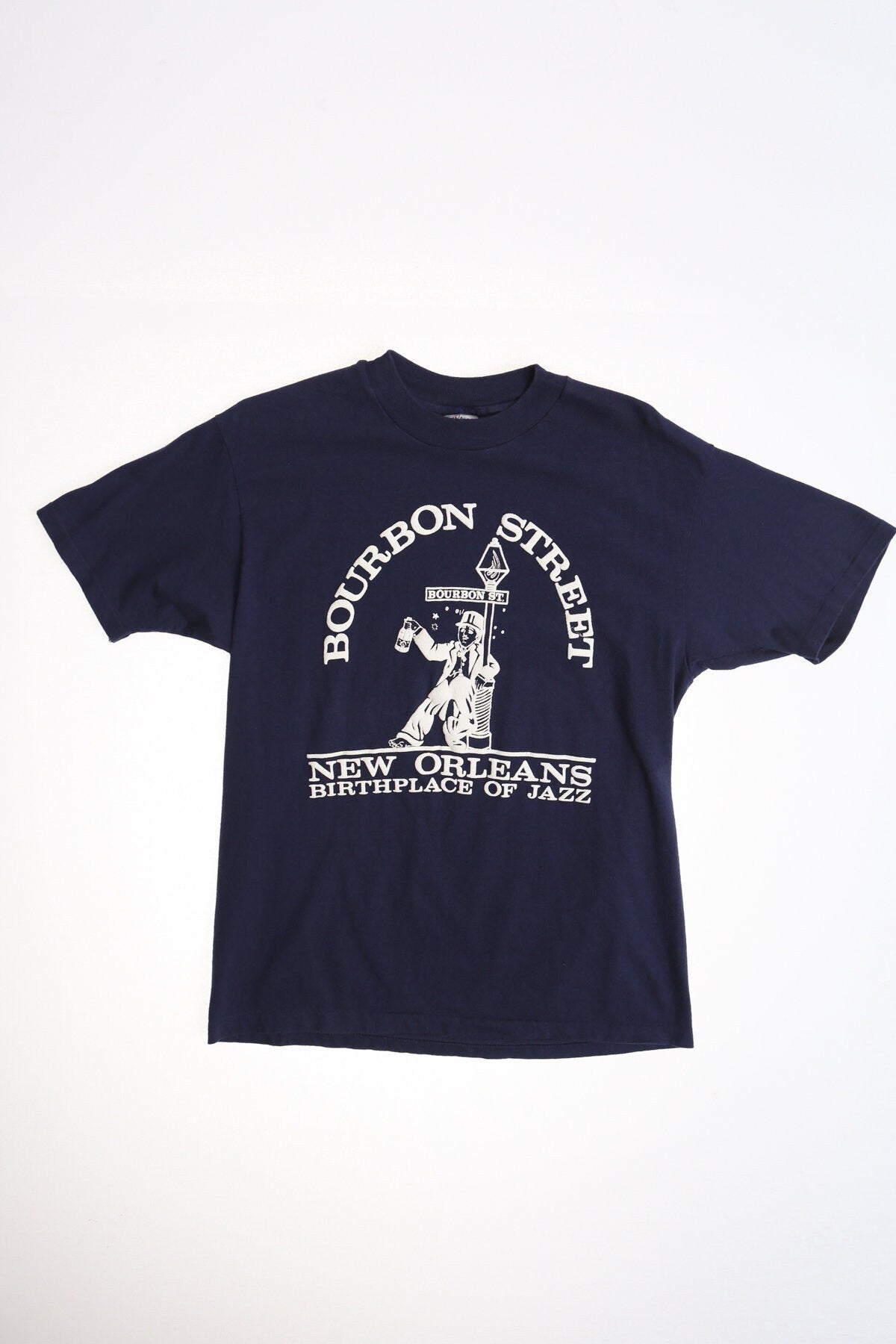 Vintage new orleans bourbon street blue shirt 70's birthdaypalce of jazz