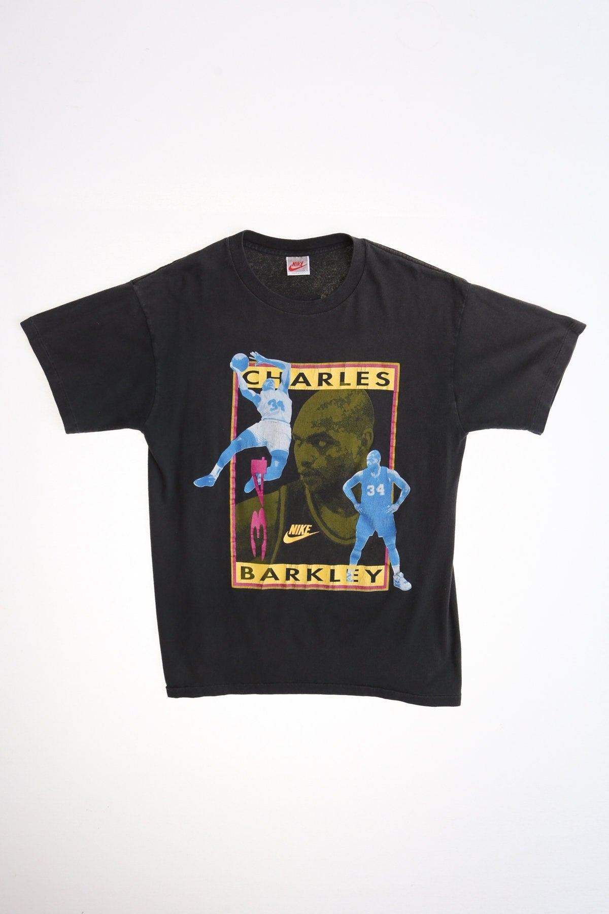 Vintage charles barkley 34 nba mvp shirt black nike label red fly made in usa l