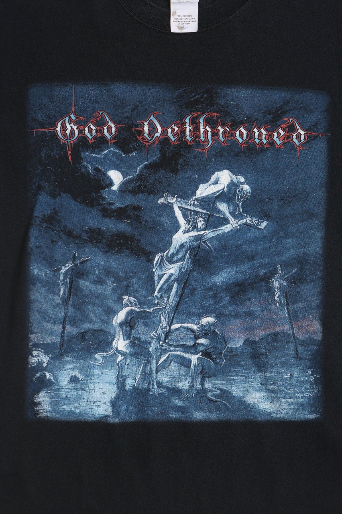 Rock god dethroned shirt black bloddy blasphemy heavy metal t-shirt