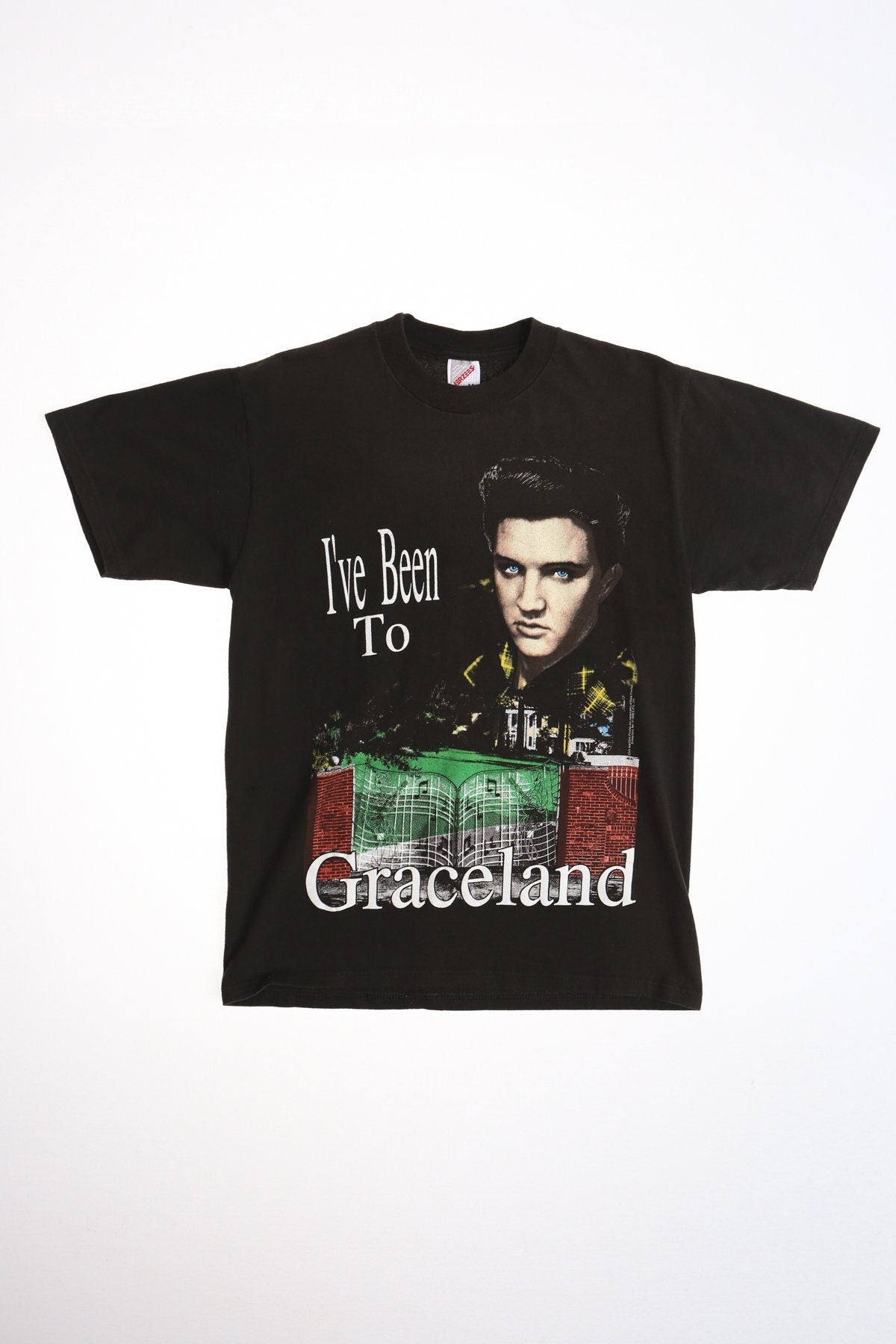 Elvis presley vintage shirt black rock and roll graceland 80's rock m