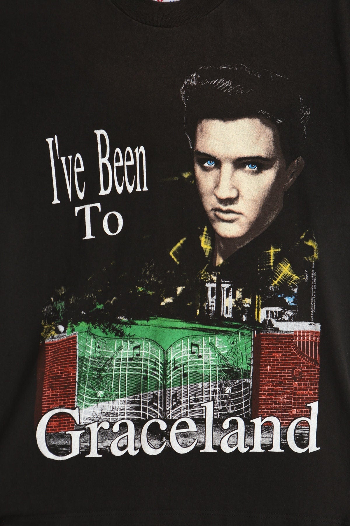 Elvis presley vintage shirt black rock and roll graceland 80's rock m
