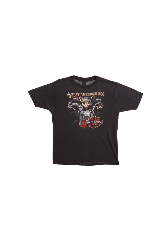 Vintage harley davidson t-shirt shirt black the great american hog biker 3d emblem label