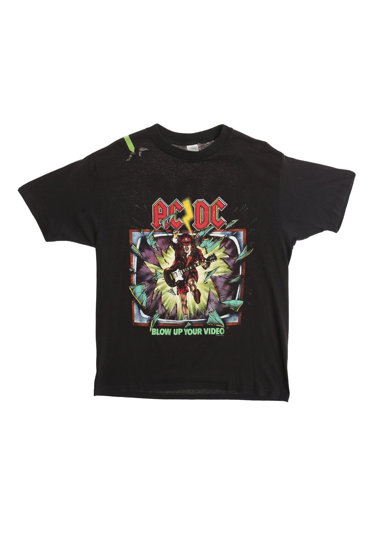 Ac dc rock t-shirt blow up your video world tour 88 vintage black shirt