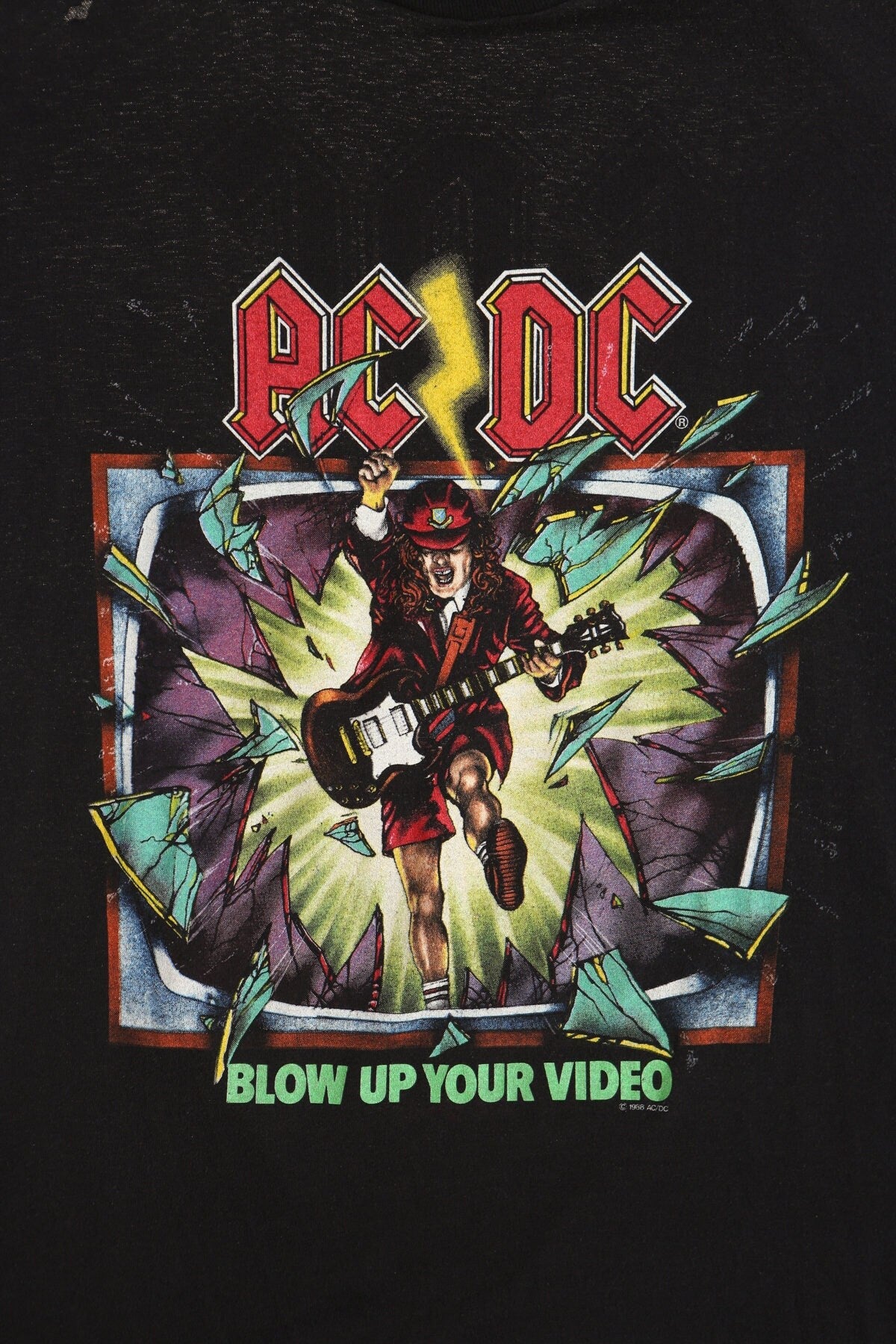 Ac dc rock t-shirt blow up your video world tour 88 vintage black shirt