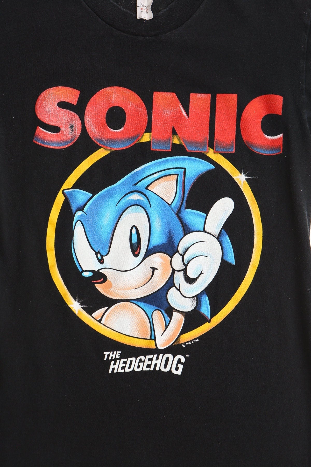 Vintage sonic black sega 1992 the hedgehog shirt 90's t-shirt medium print