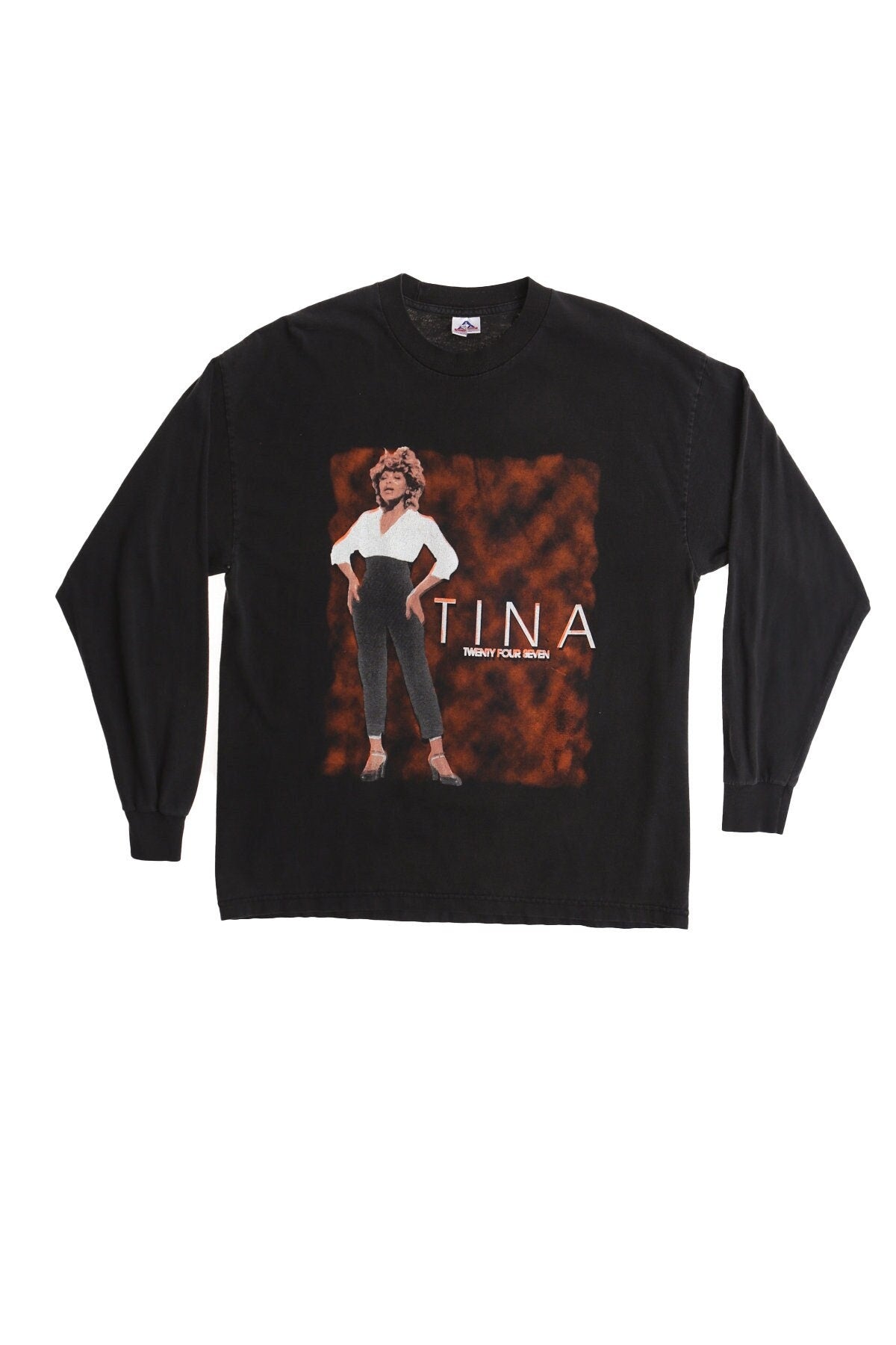Vintage tina turner black shirt twenty four seven concert tour music t-shirt 90's y2k long sleeve