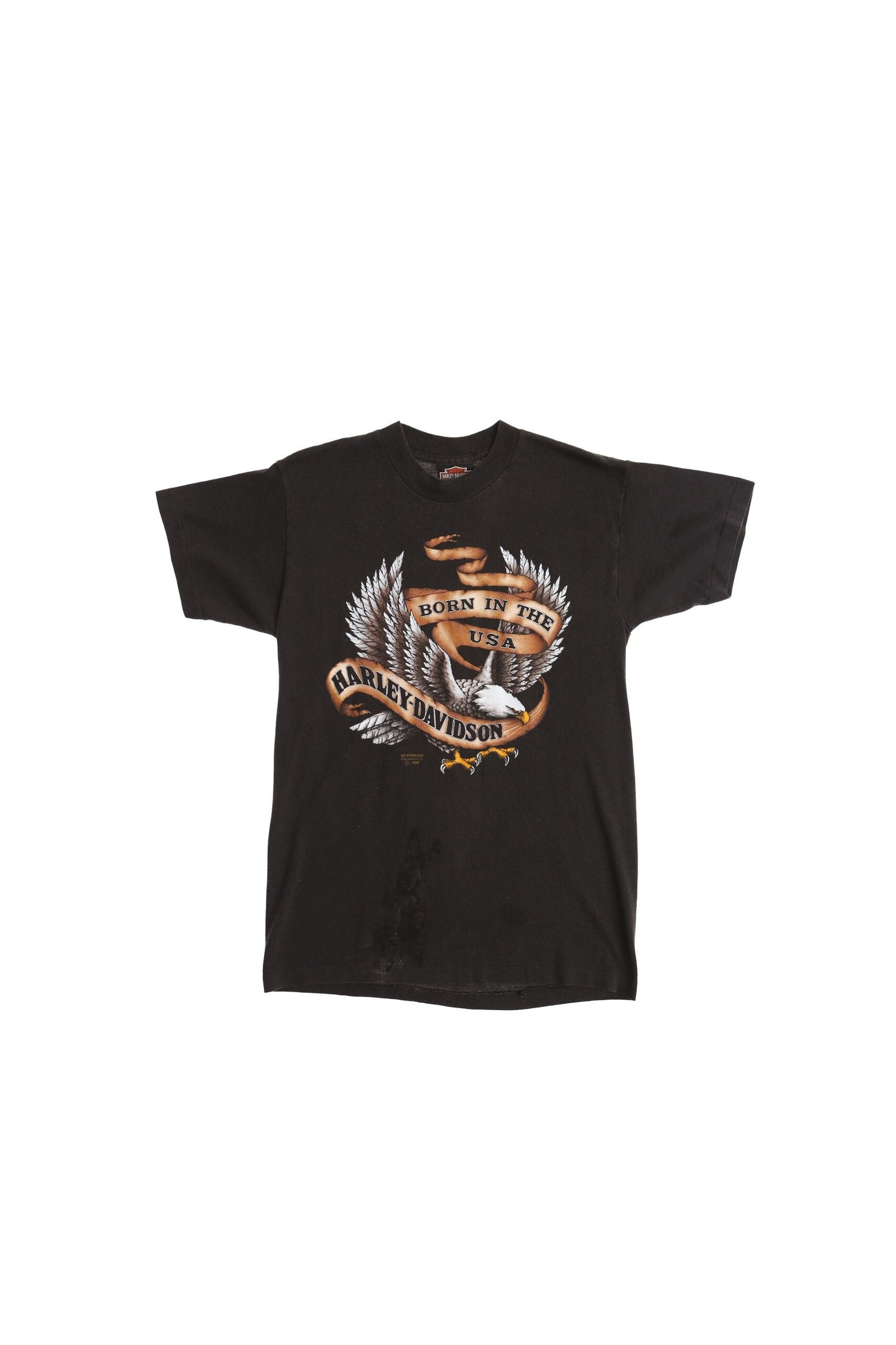 Vintage 3d harley davidson born in the usa black shirt t-shirt emblem back hills rally 50 sturgis