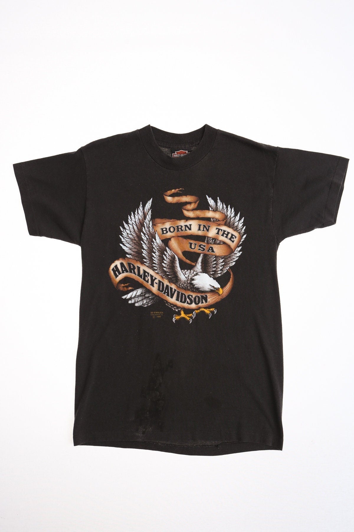 Vintage 3d harley davidson born in the usa black shirt t-shirt emblem back hills rally 50 sturgis