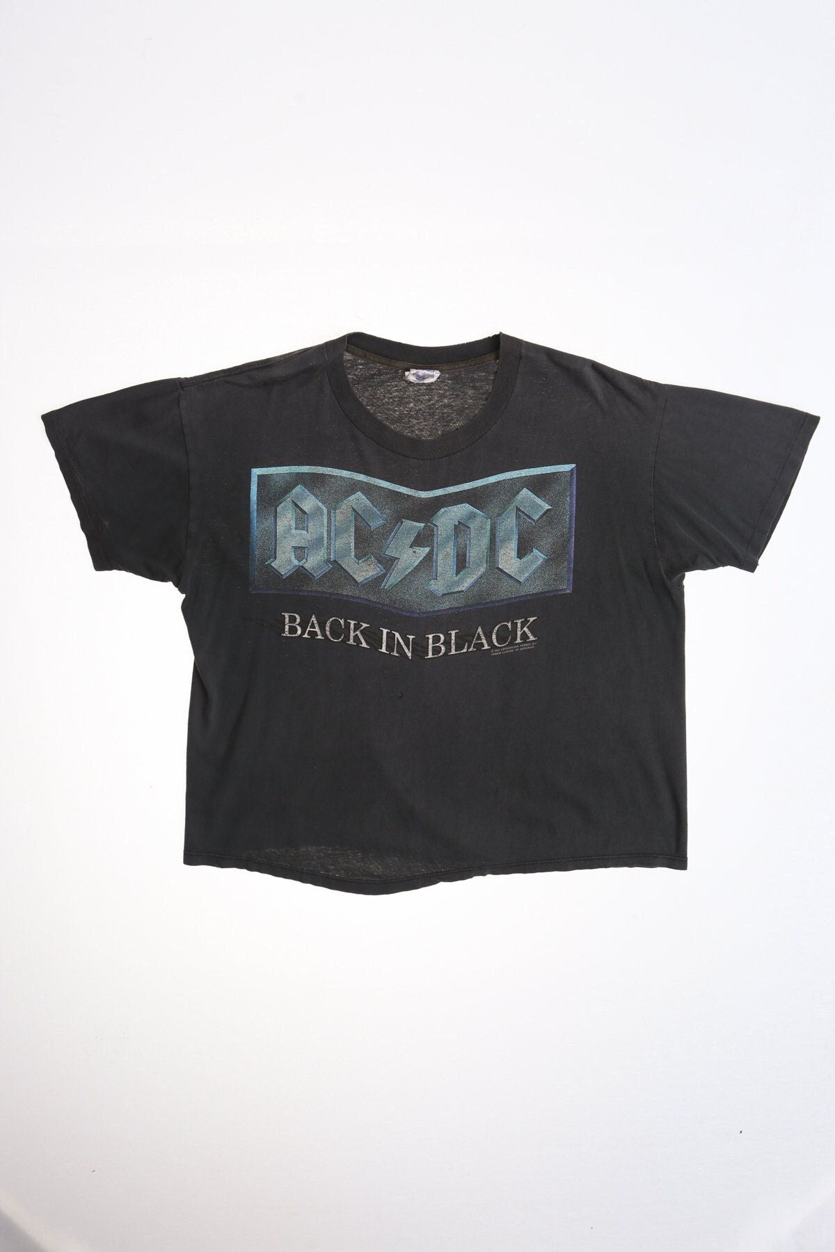 Vintage ac dc world tour 1990 1991 black back in black shirt t-shirt skinhead rock tour xl