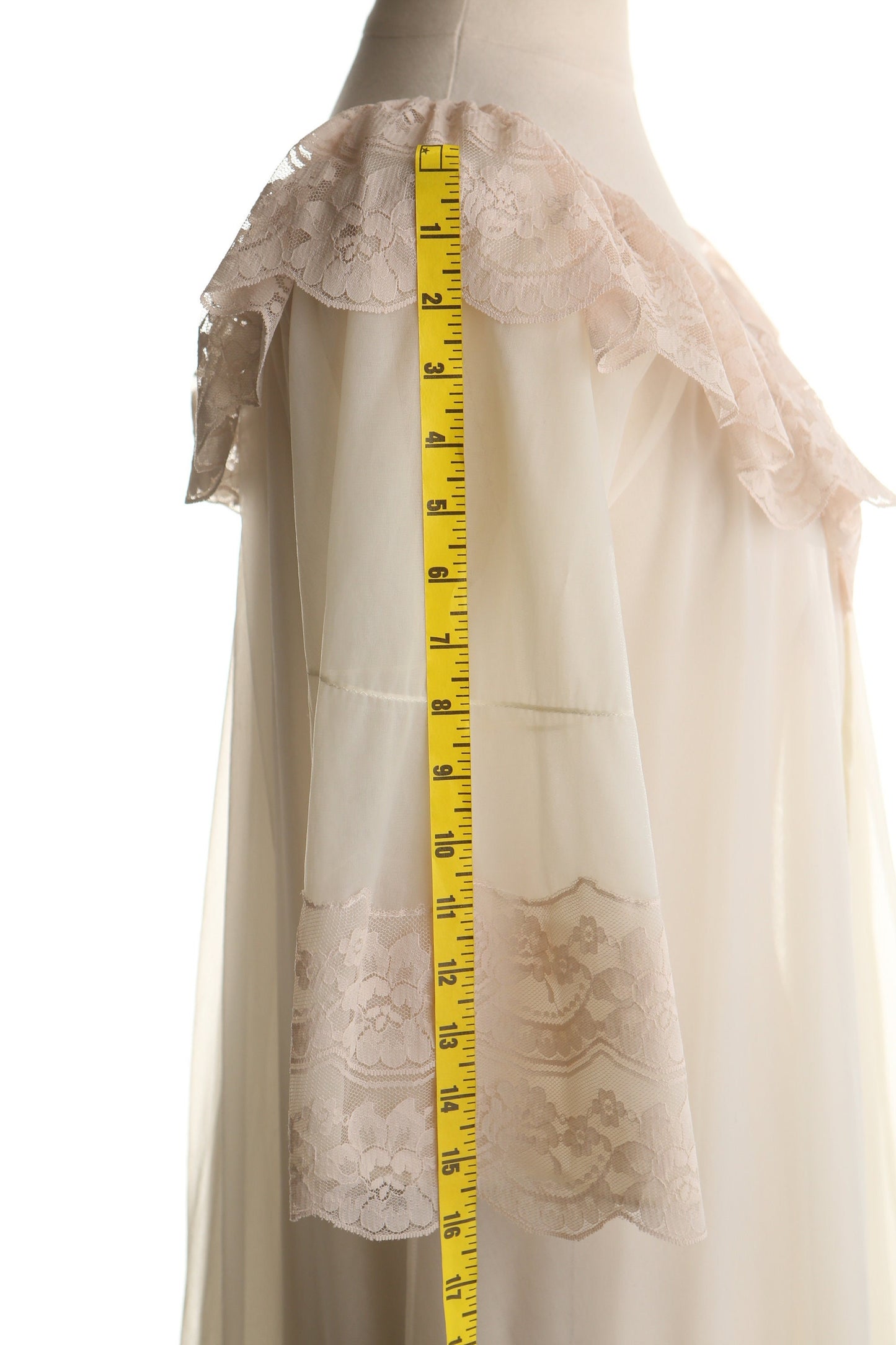 Vintage 70's 60's beige dress slip women lace nightgown babydoll sexy