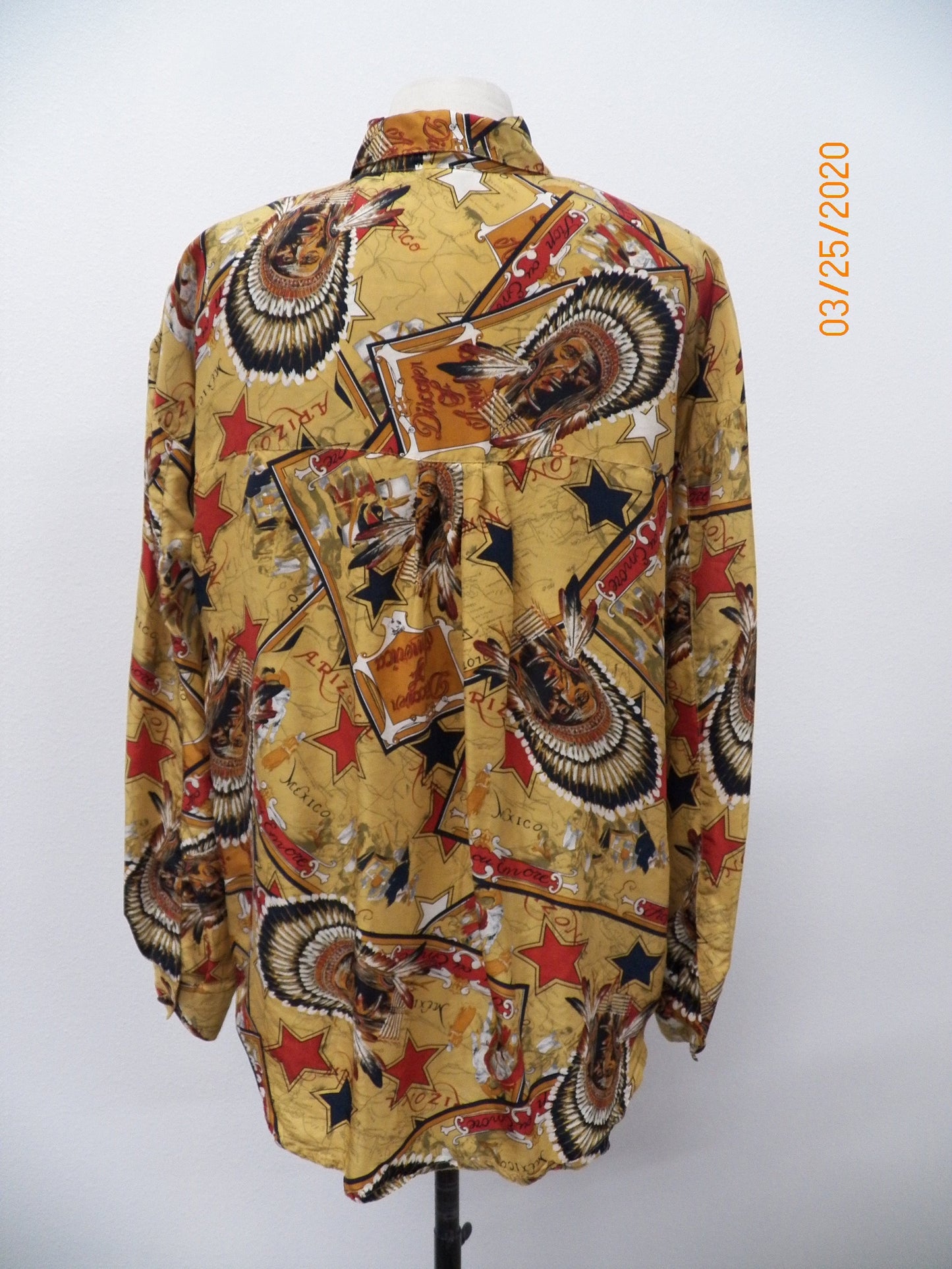 Silk top graphic designer women vintage casual 90's