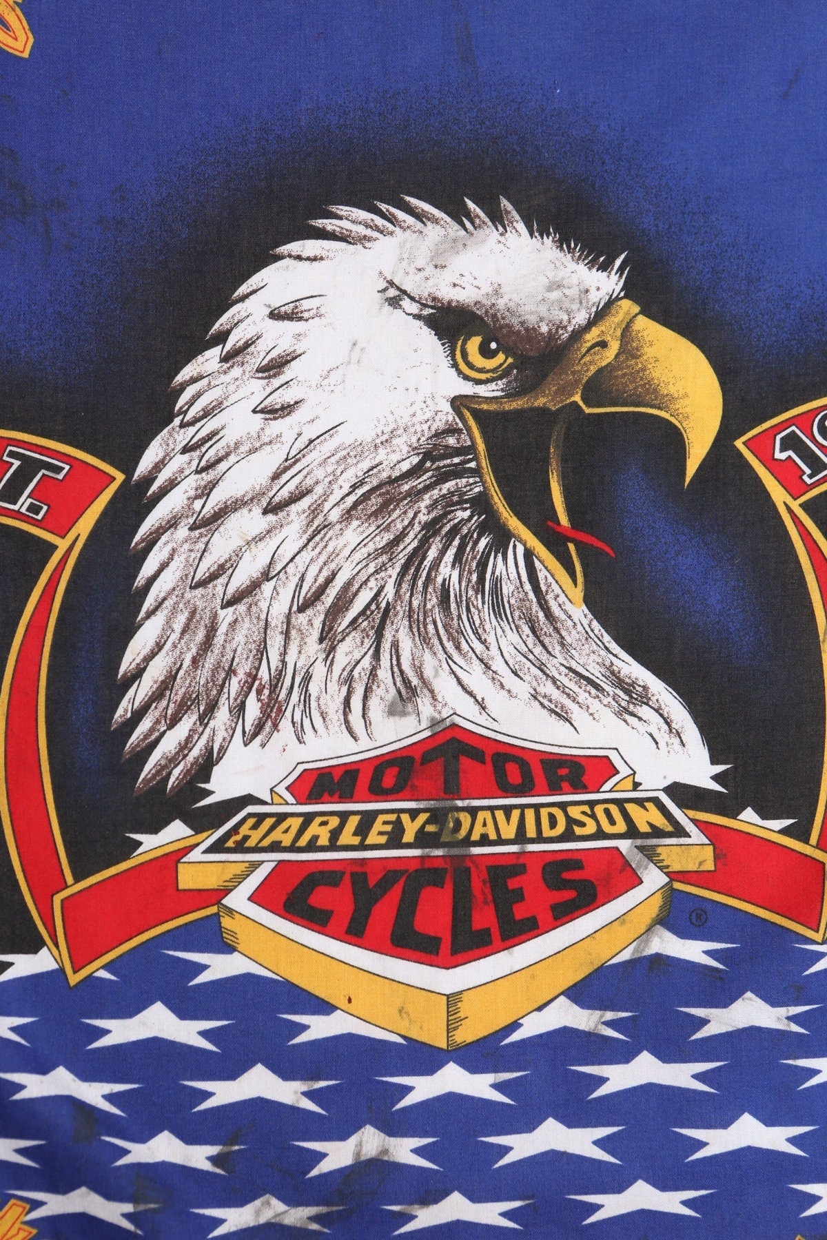 Vintage black harley davidson bandana motorcycles biker 90's 80's bald eagle usa flag