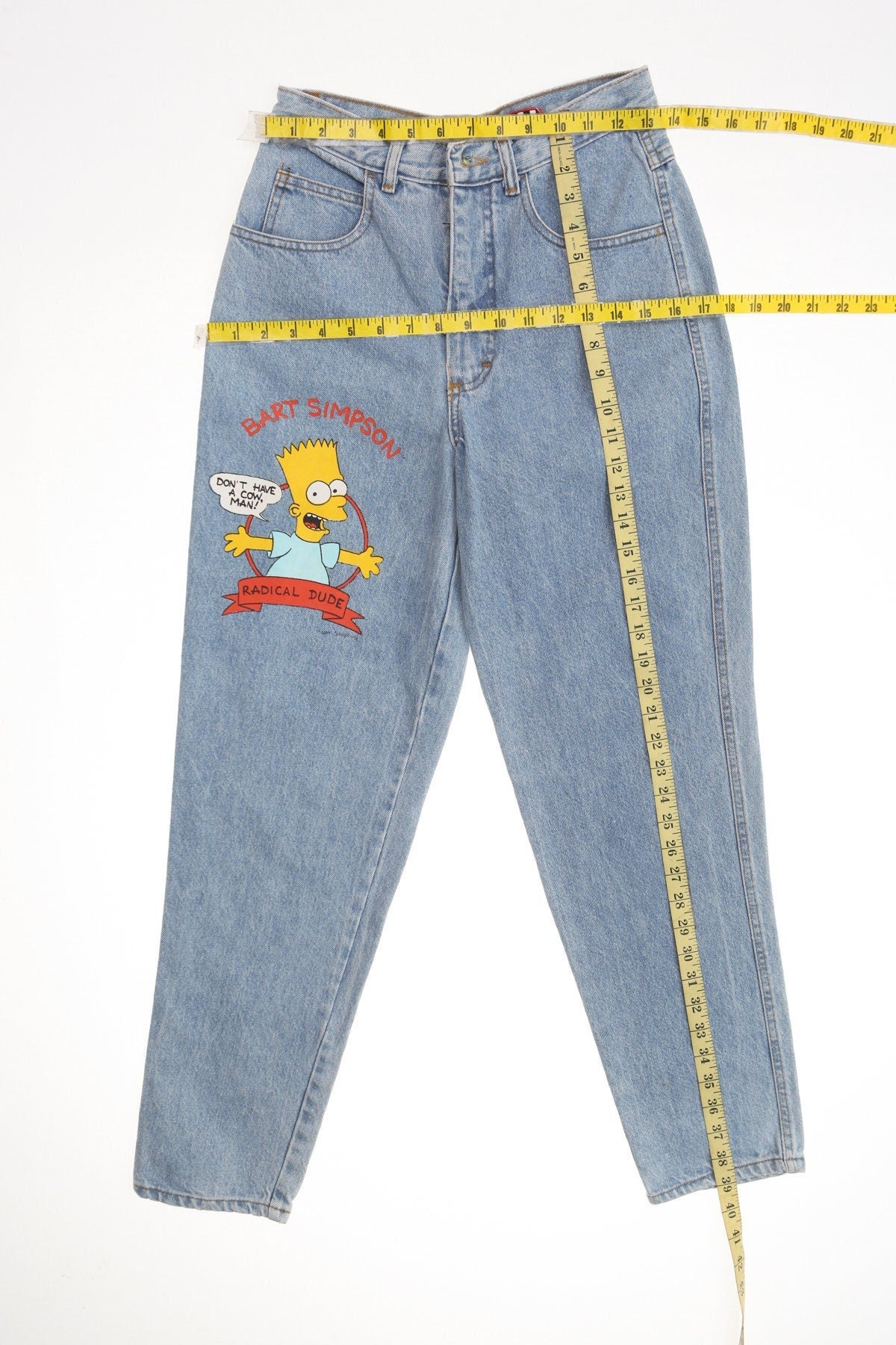 90's High Waist Jeans with Bart Simpson Print