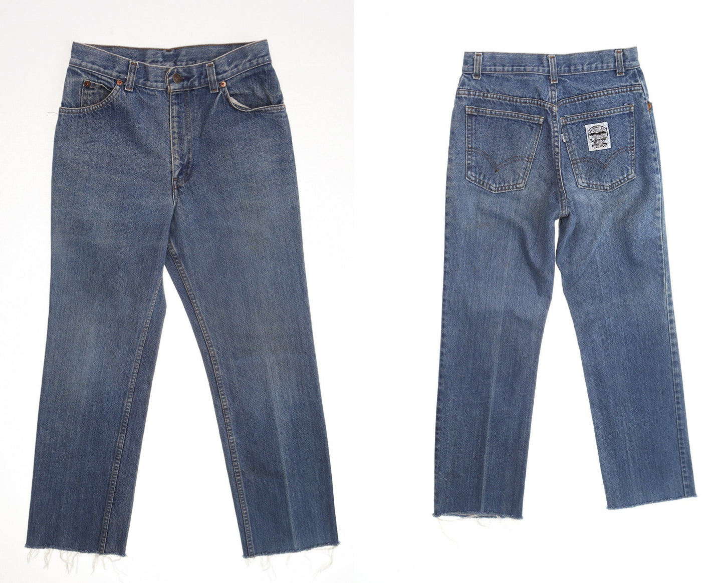 Vintage levi's high waist blue jeans denim pants women 90's 80's white tab zipper medium wash