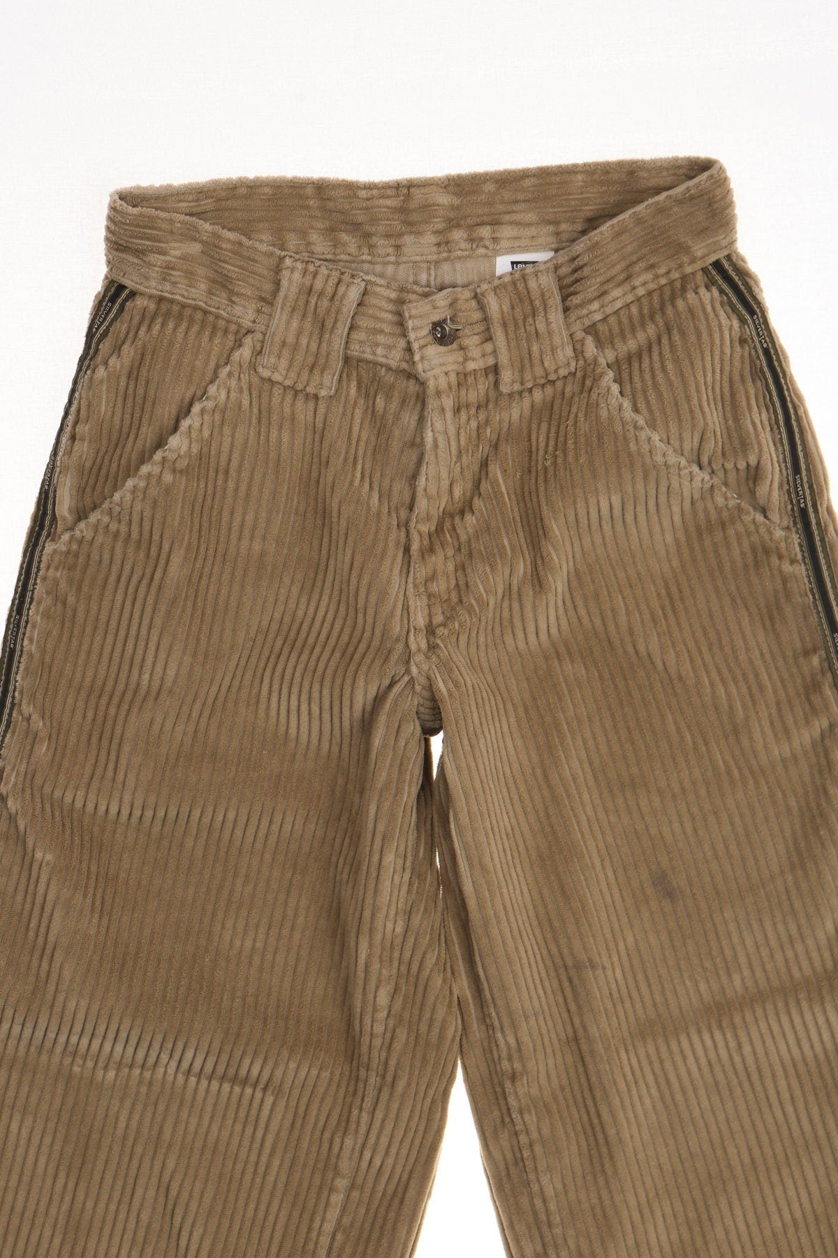 Levi's women corduroy beige high waist pants size s 10 y2k carpenter boxy square