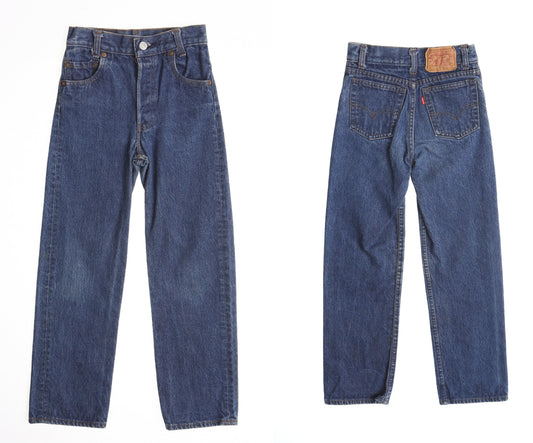 Vintage levi's jeans dark wash blue high waist wasit 24 90's made in usa 301 117