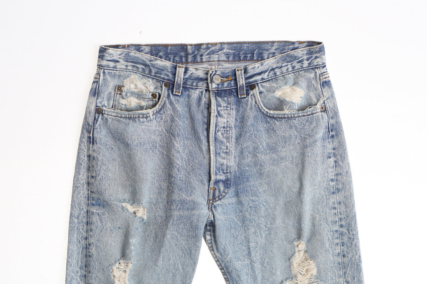 Vintage levi's stonewashed blue jeans denim pants men 90's white high waist distressed