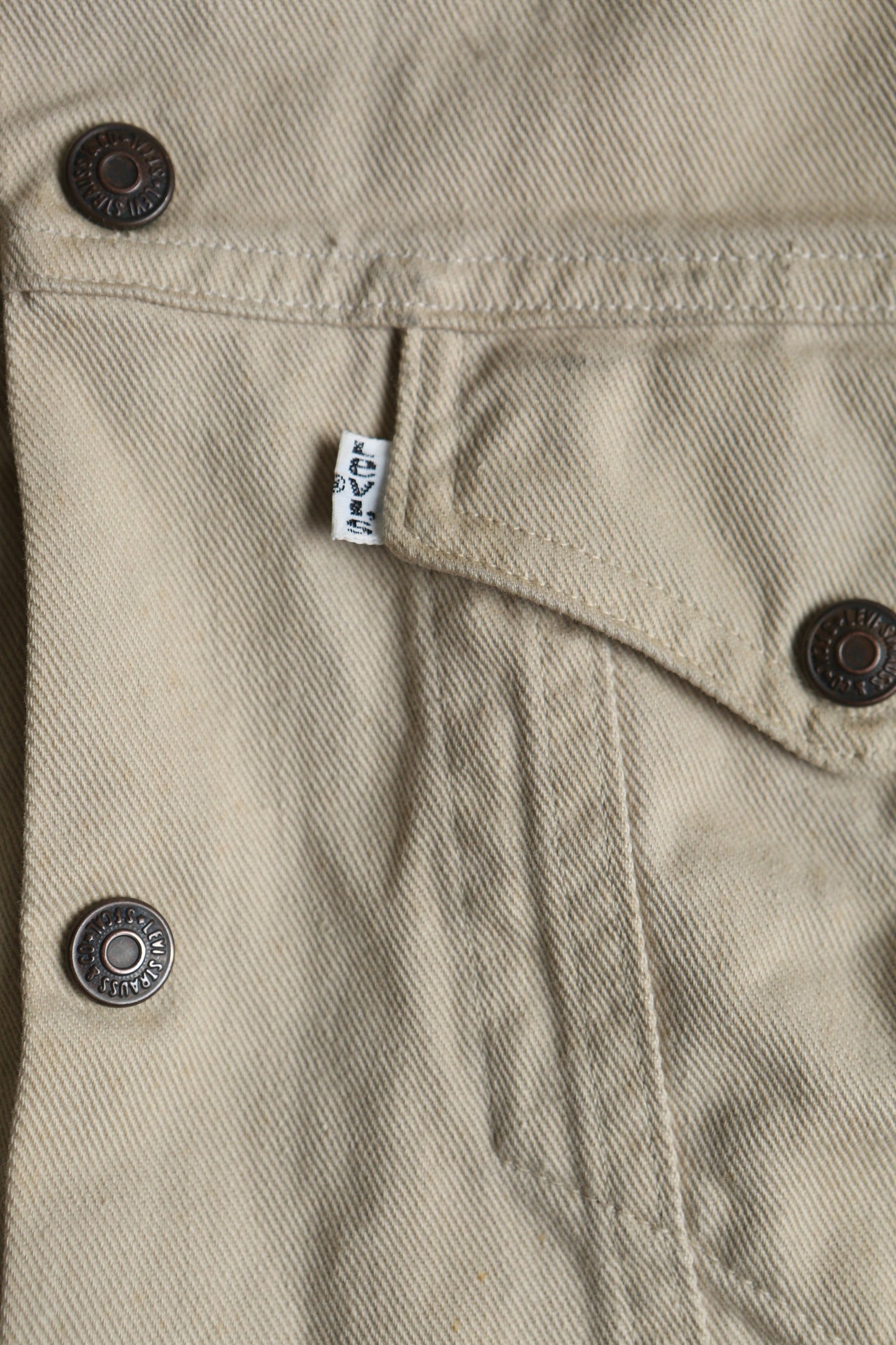 Vintage levi's cotton jacket trucker 70's beige men snap button