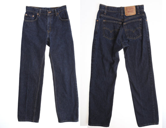 555 levi's vintage denim pants men jeans relaxed made in usa low rise dark wash