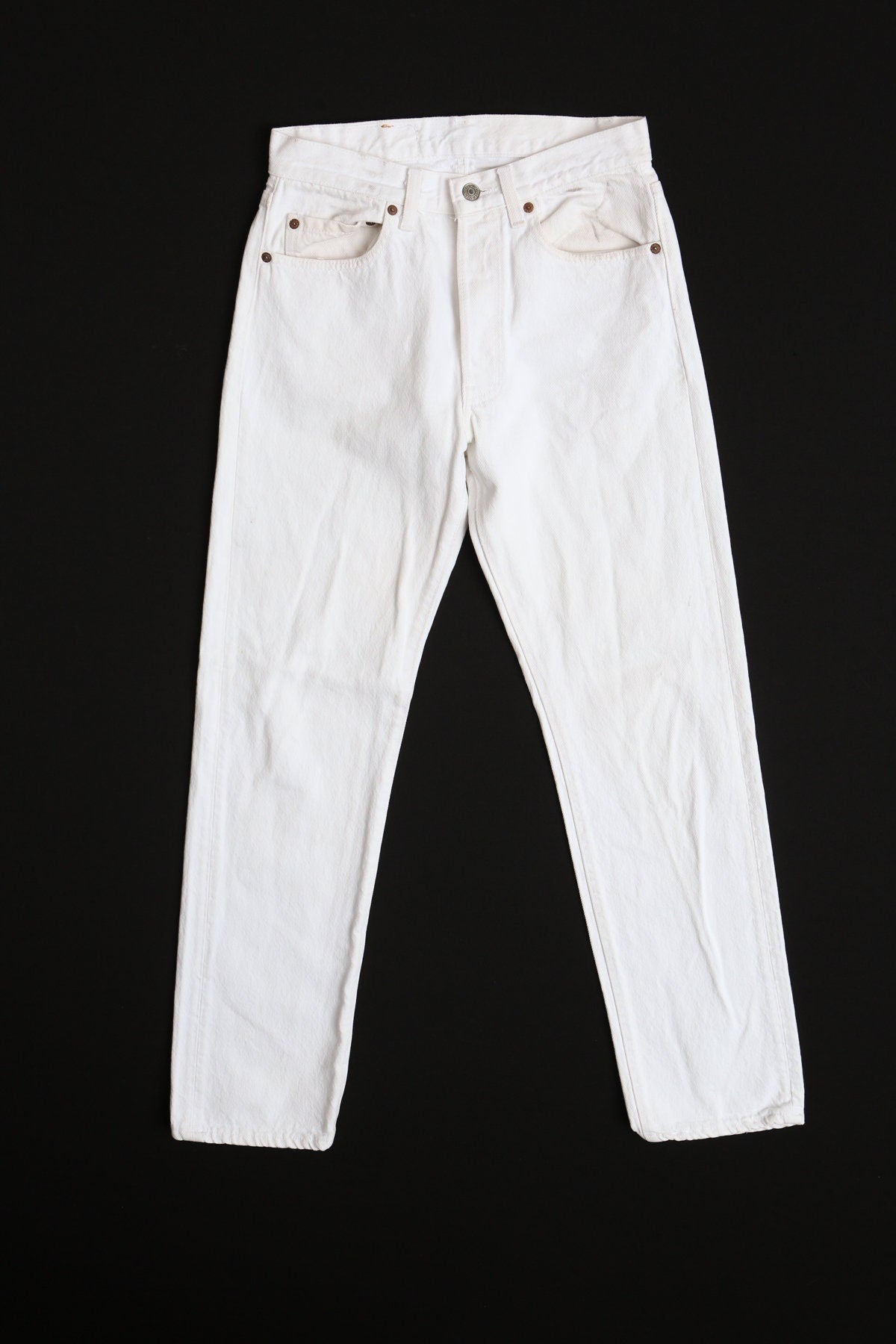 Vintage 501 levi's jeans white 90's high waist denim made in usa women high water