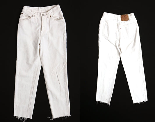 Vintage white denim pants high waist levi's made in usa jeans women 501 high water' cut off