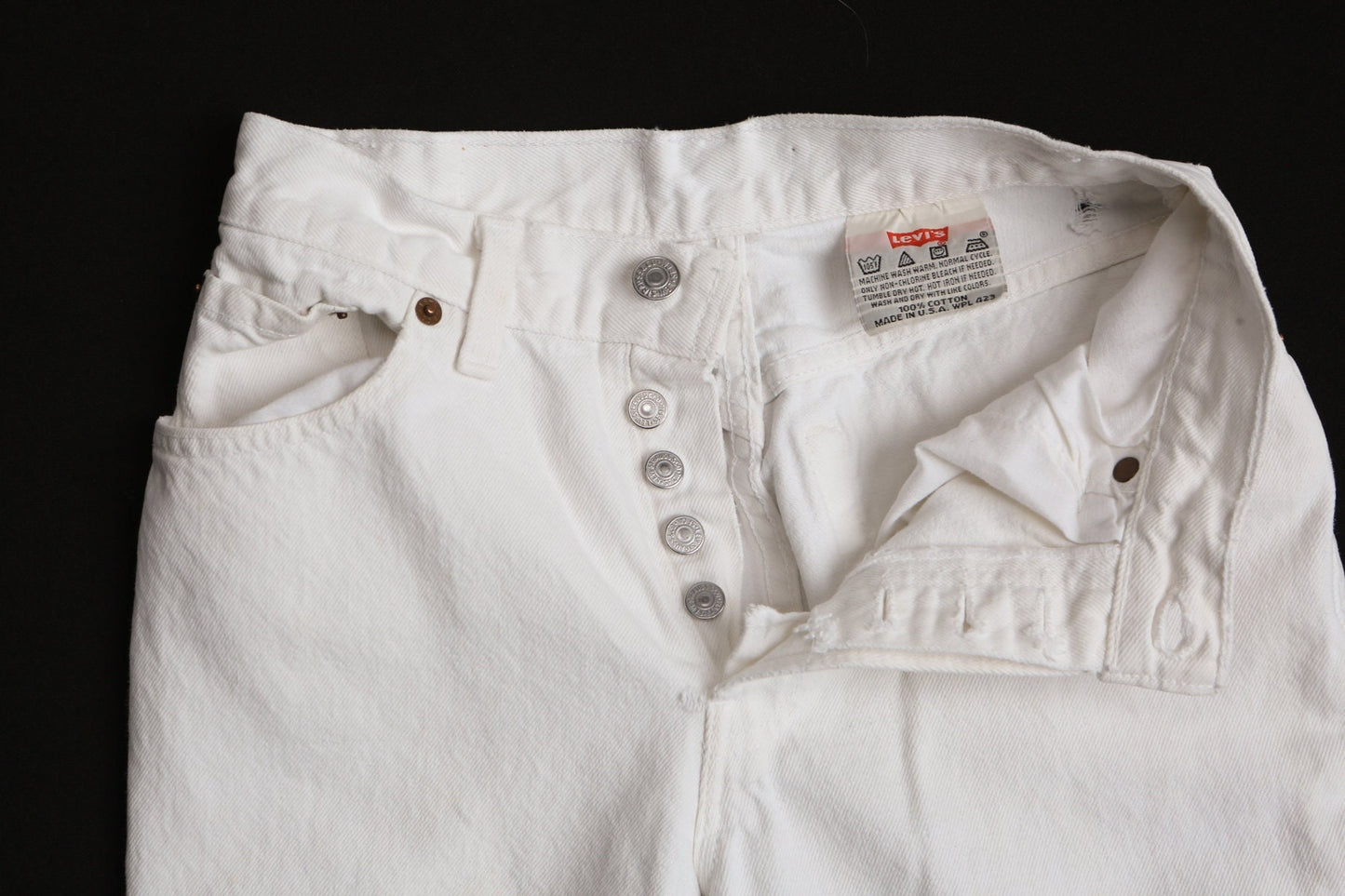 Vintage white denim pants high waist levi's made in usa jeans women 501 high water' cut off