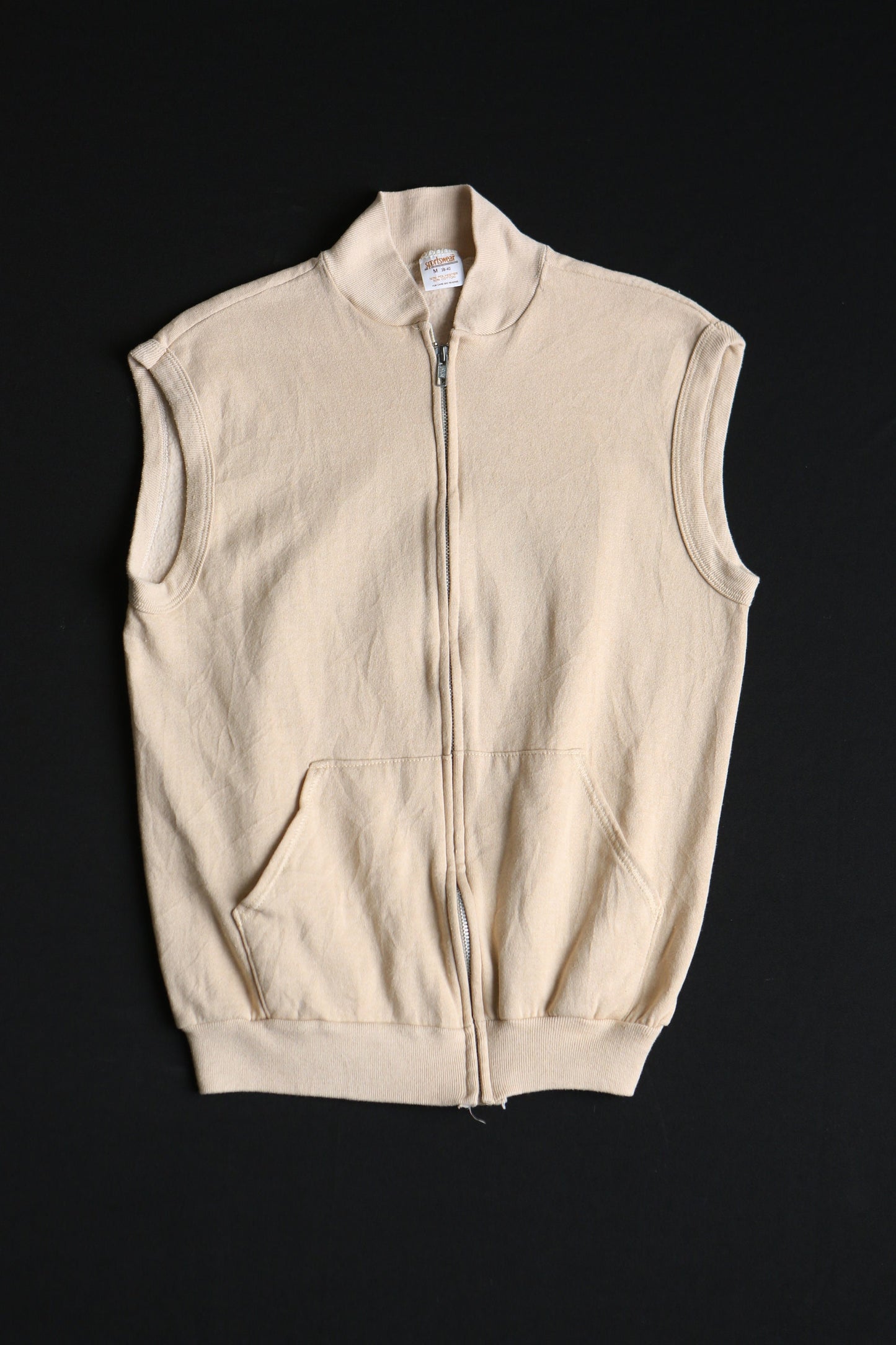 Vintage sweatshirt zipper beige sleeveless no drugs death