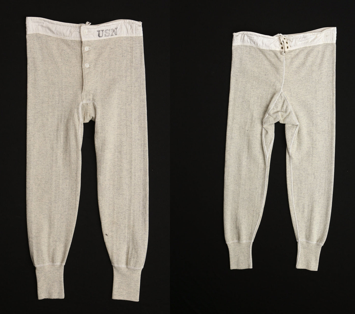 Vintage military thermal pants gray usn navy united states pajama sweatpants 60's