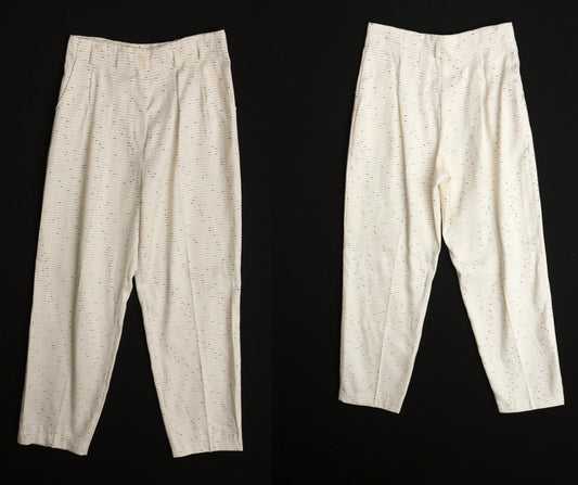 Vintage wome casual pants y2k 90's trousers white black high waist size 12 made in usa