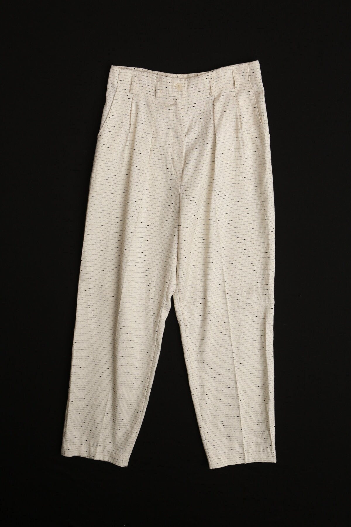 Vintage wome casual pants y2k 90's trousers white black high waist size 12 made in usa