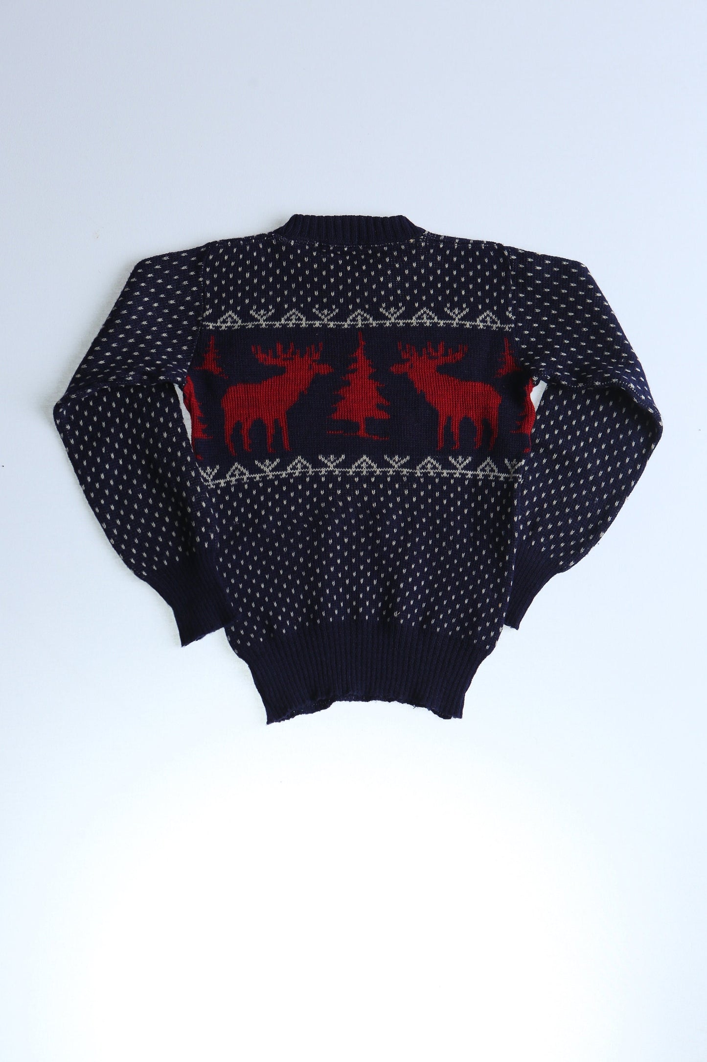 Vintage sweater women christmas moose blue 1930's kandahar high waist