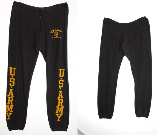 Vintage black us army print yellow sweatpants 80's 90's solid color men women