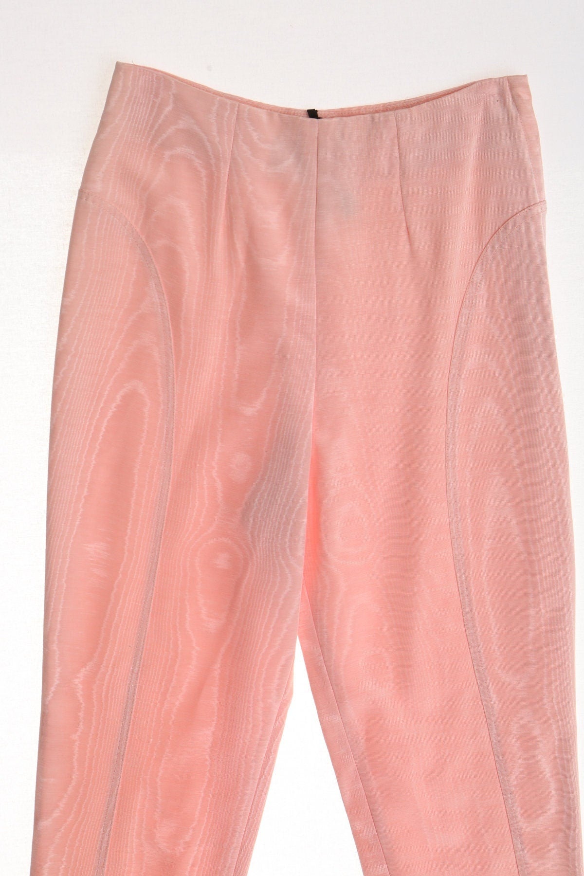 Vintage women 90's casual pants pink y2k high waist side zipper closure golden button