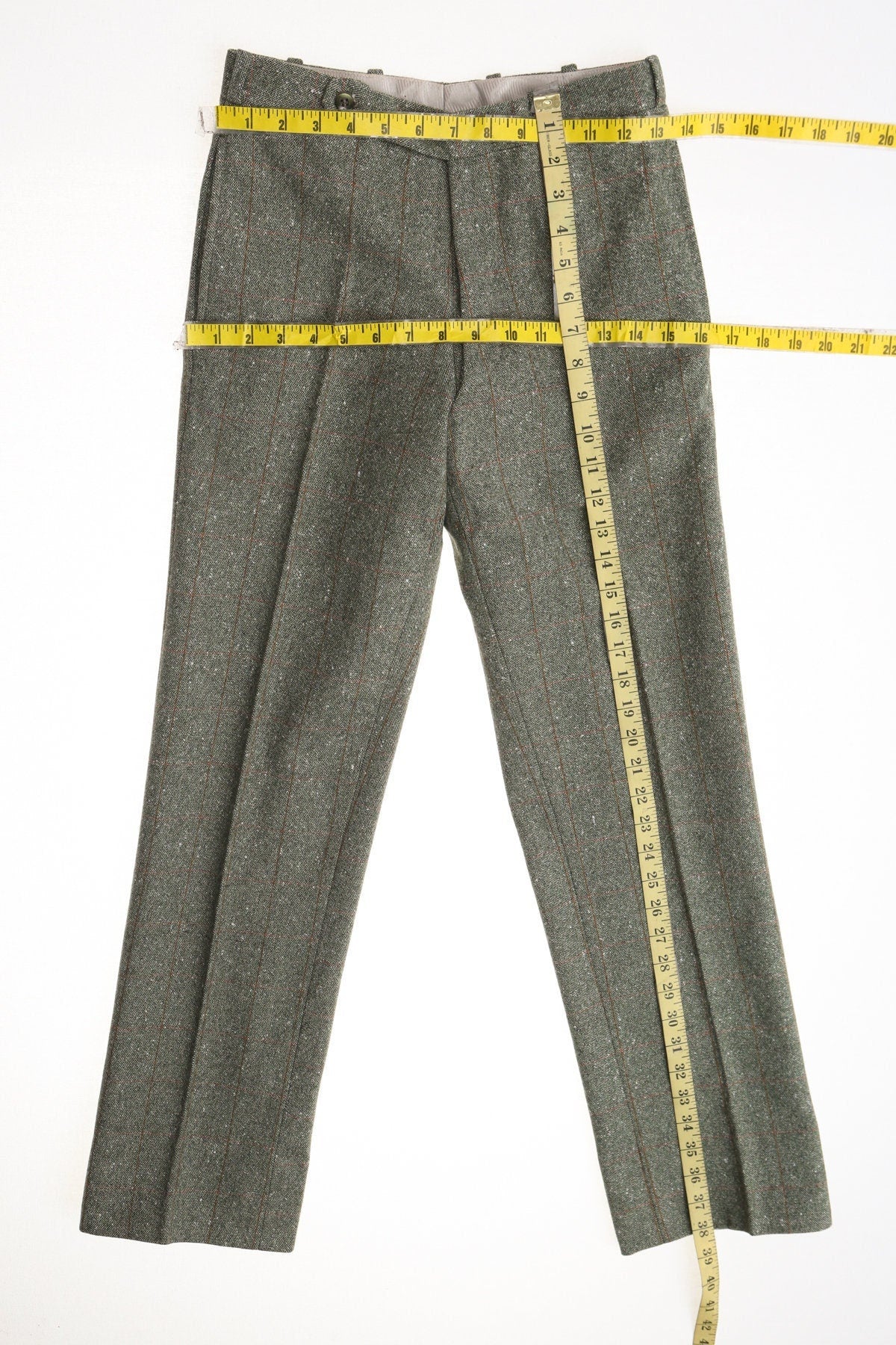 Vintage men pants casual trousers gangster striped green no pockets 40's