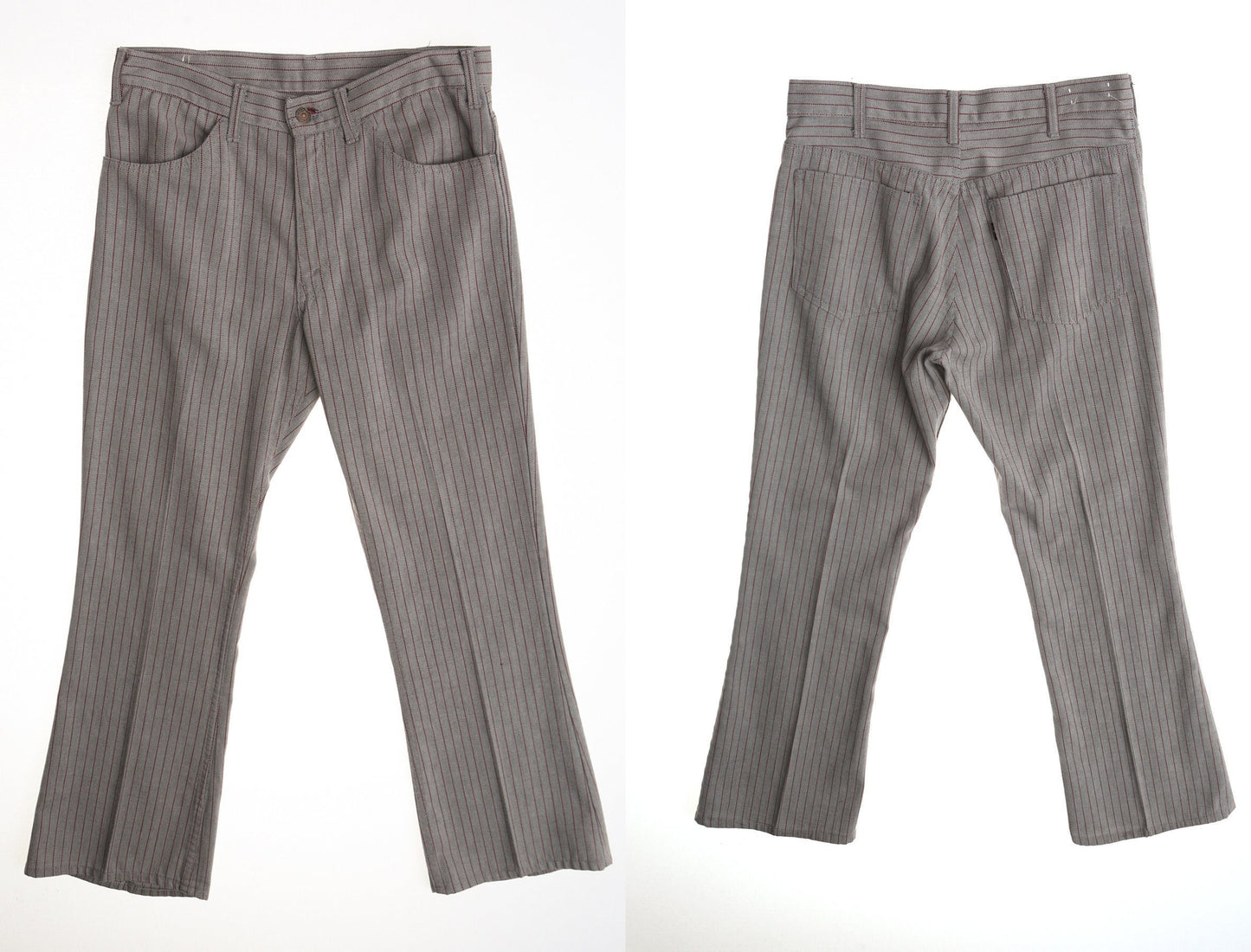 Vintage striped levi's pants men hippie bell bottom gray boho rare polyester