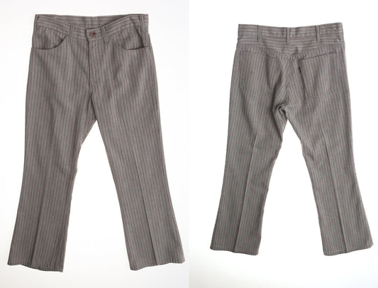 Vintage striped levi's pants men hippie bell bottom gray boho rare polyester