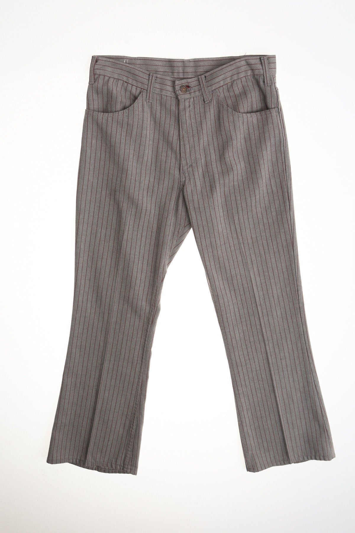 Vintage striped levi's pants men hippie bell bottom gray boho rare polyester