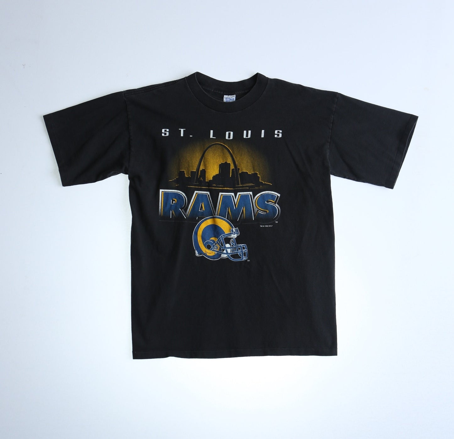 Saint luis rams nfl football vintage t-shirt black salem label made in usa 1995