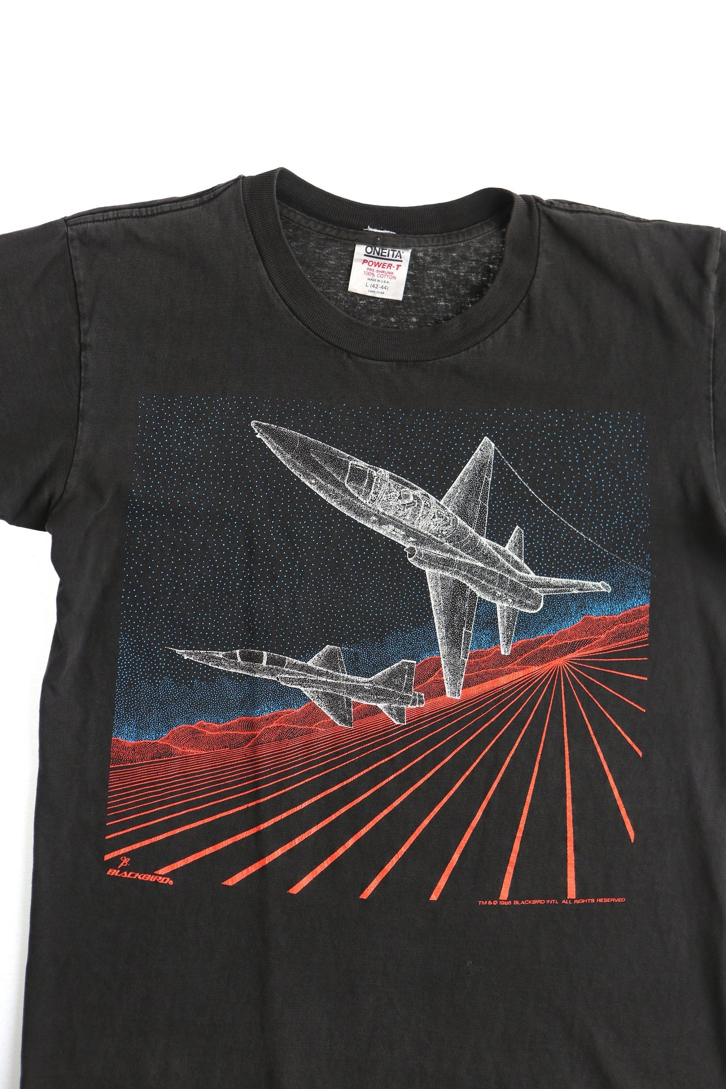 1986 blackbird military ariplane graphic t-shirt t-38 talon supersonic trainer