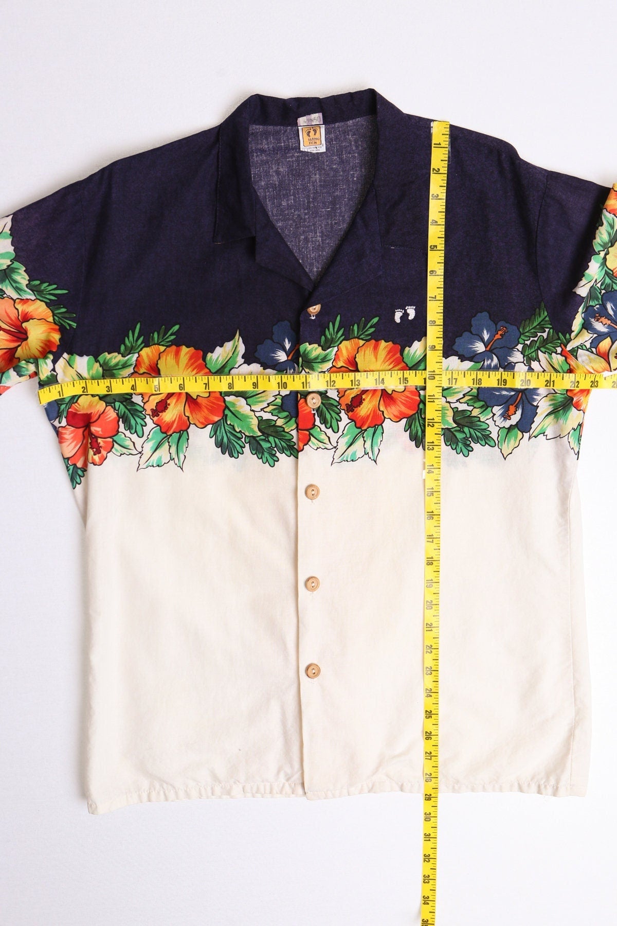 Vintage 70's hawaiian surfing shirt hang ten blue aloha hawaii size large