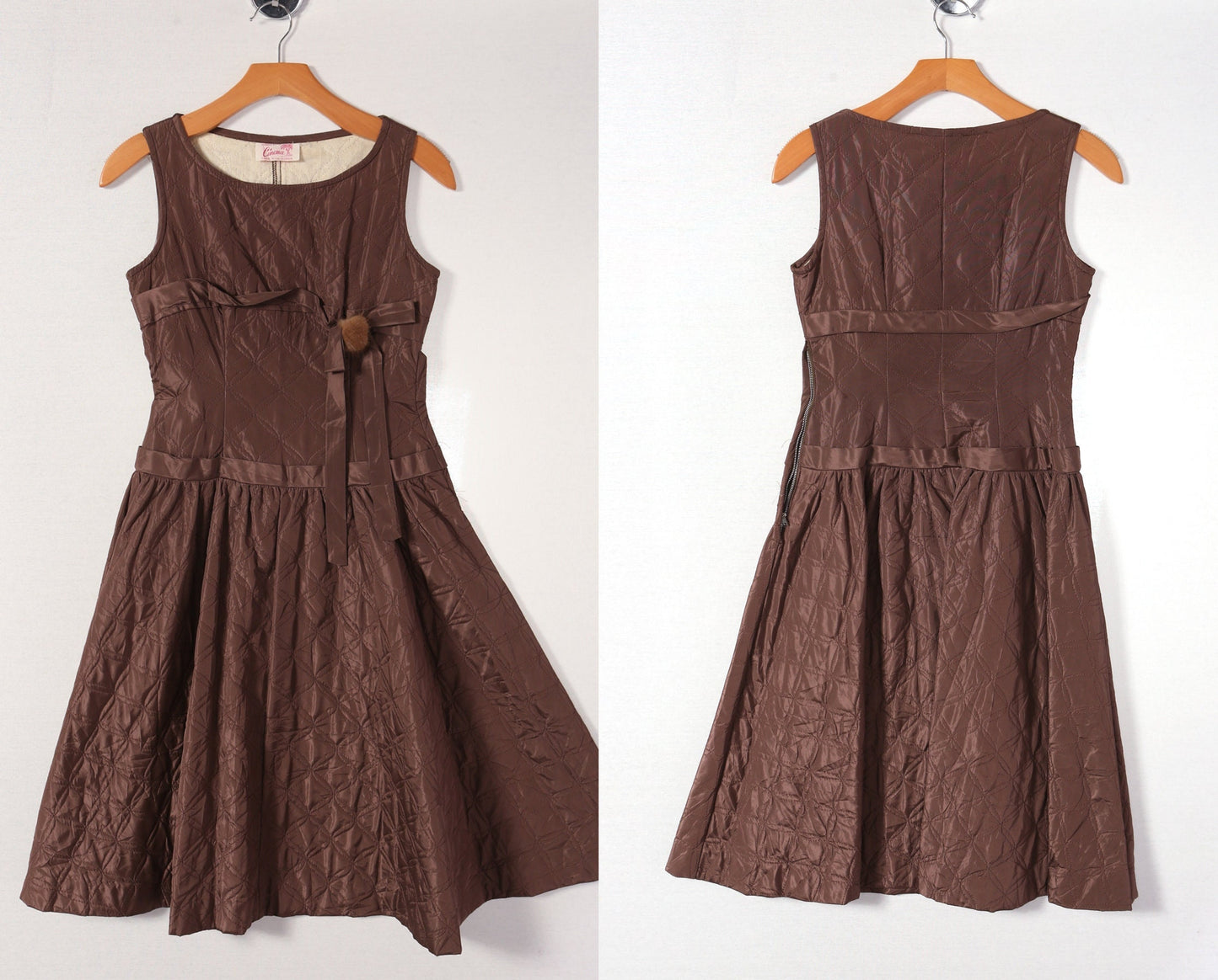 Vintage 40's 50's ball gown casual dress brown cinema made in california women elegant